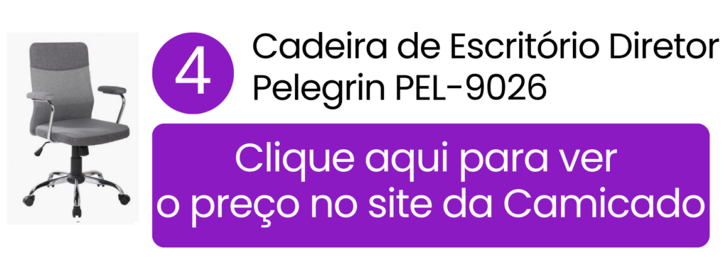 Cadeira de escritório diretor Pelegrin PEL-9026 cinza com revestimento em tela mesh e base cromada na Camicado.
