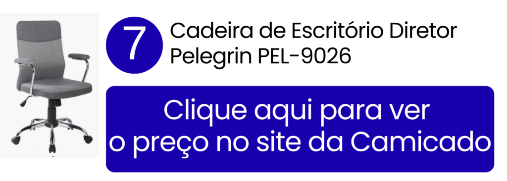 Cadeira de escritório diretor Pelegrin PEL-9026 em tela mesh cinza com base cromada na Camicado.
