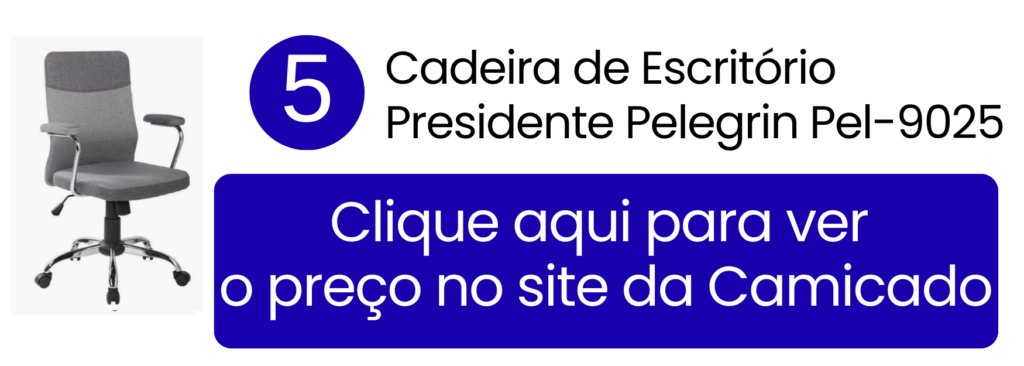 Cadeira de escritório presidente Pelegrin Pel-9025 cinza com revestimento em tela mesh e função relax na Camicado.