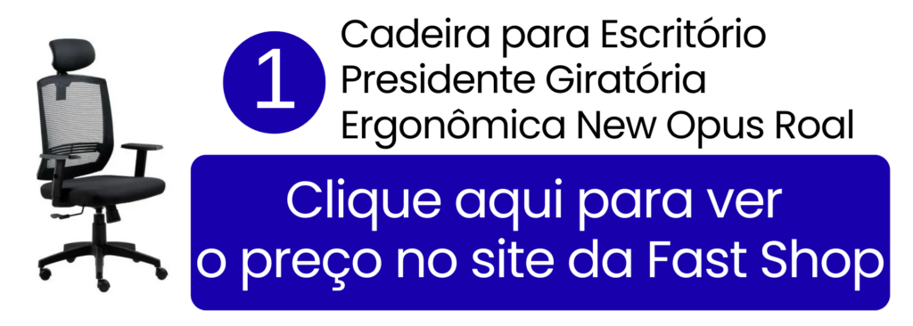 Cadeira presidente barata New Opus Roal com encosto em tela na Fast Shop.