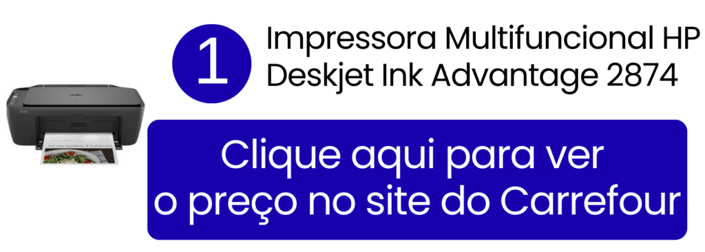 Impressora colorida HP Deskjet 2874 em oferta no Carrefour.