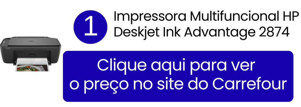 Impressora HP Deskjet Ink Advantage 2874 com conexão USB e Wi-Fi no Carrefour.