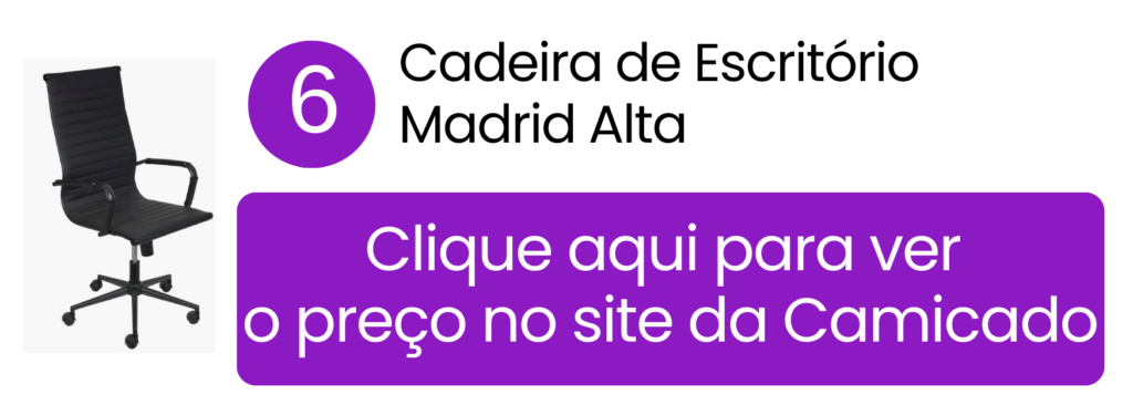 Comprar cadeira de escritório Madrid Alta na cor preta na Camicado.