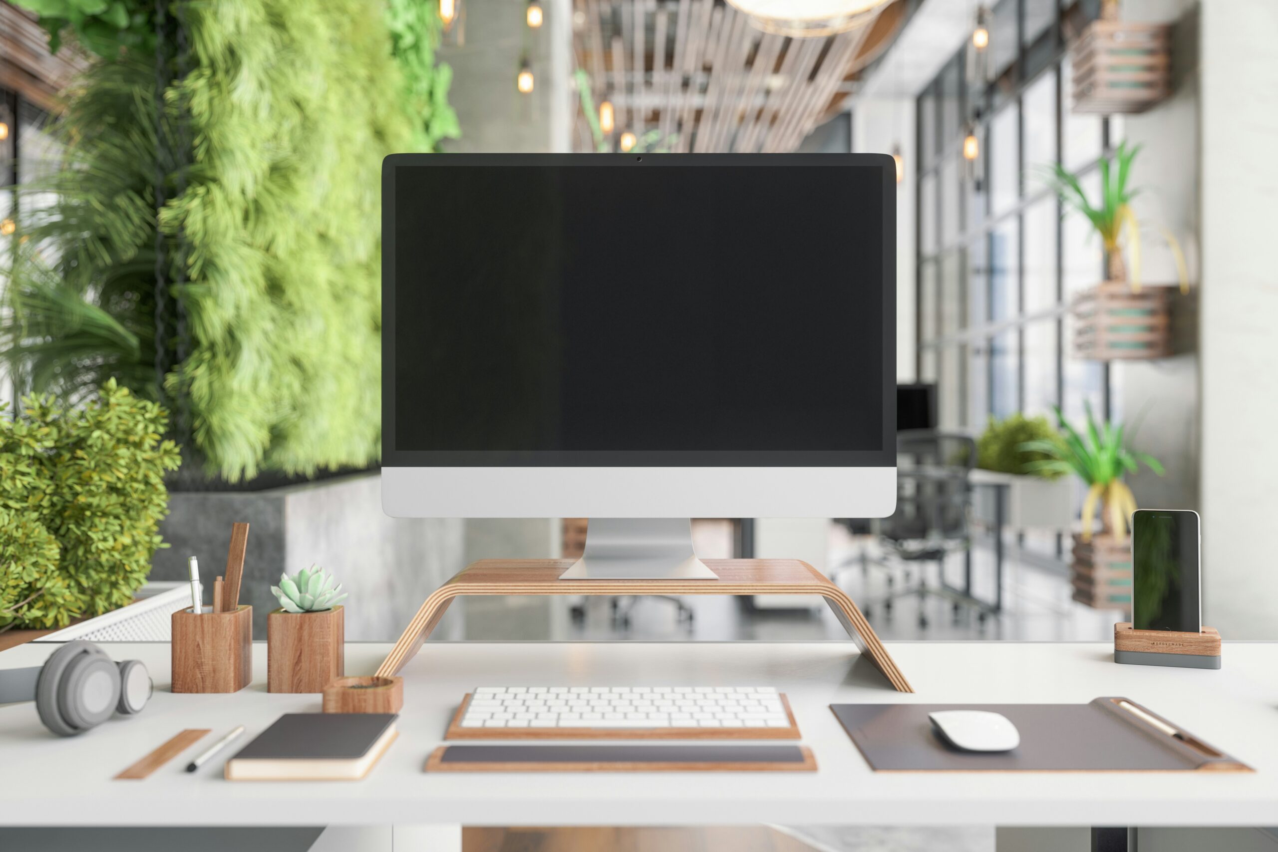 Um computador no escritório