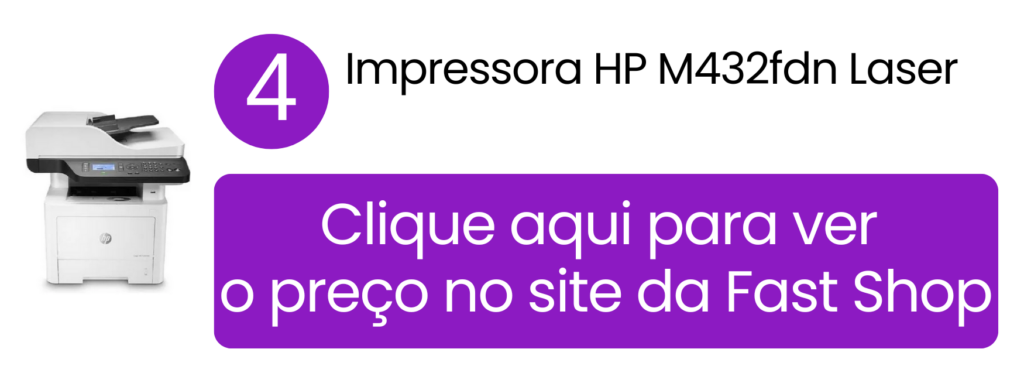 Impressora multifuncional HP M432fdn laser monocromática robusta na Fast Shop.