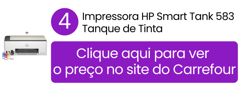 Impressora multifuncional HP Smart Tank 583 tanque de tinta colorida no Carrefour.