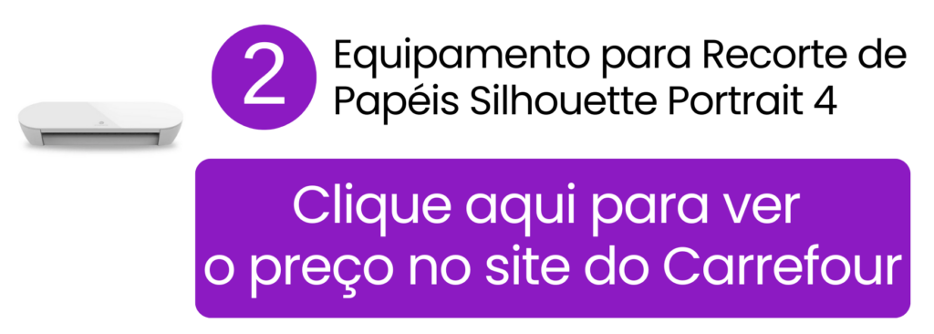Silhouette Portrait 4 sendo utilizada para recortar adesivos e papelaria no Carrefour.