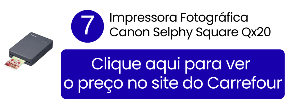 Impressora Canon Selphy Square Qx20 ideal para scrapbooks e projetos pessoais no Carrefour.