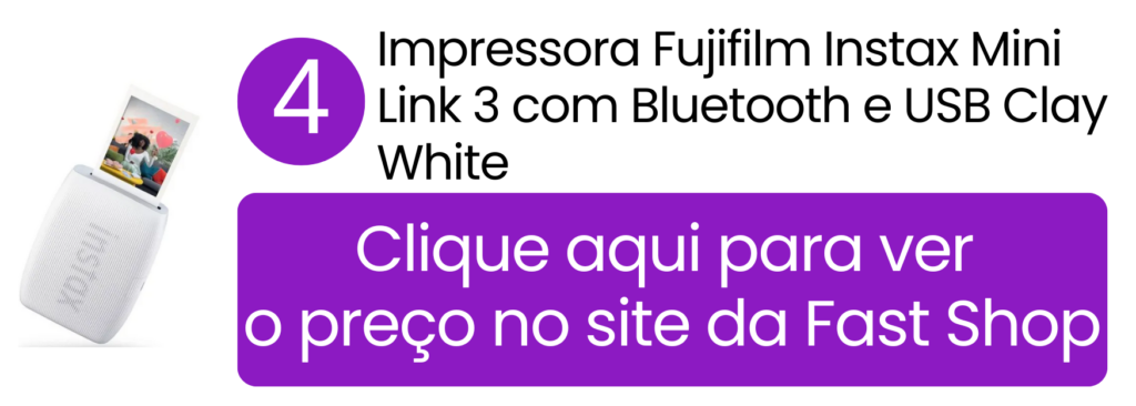 Conectividade Bluetooth e design compacto da Fujifilm Instax Mini Link 3 na Fast Shop.