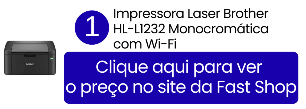 Impressora laser Brother HL-L1232 monocromática compacta e rápida na Fast Shop.