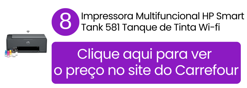 Impressora multifuncional HP Smart Tank 581 tanque de tinta cinza no Carrefour.