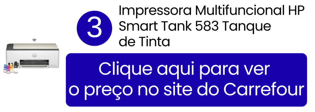 HP Smart Tank 583 com tecnologia eficiente para uso contínuo de personalizados no Carrefour.