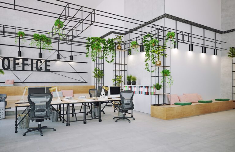 Um escritório empresarial com impressora wi-fi.