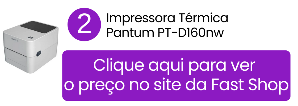 Tamanho compacto da Pantum PT-D160nw facilitando a identificação de itens em mesas menores na Fast Shop.