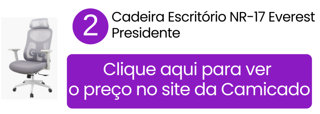 Movimentação prática com rodízios fluidos e braços de apoio confortáveis para digitação e reuniões longas na Camicado.
