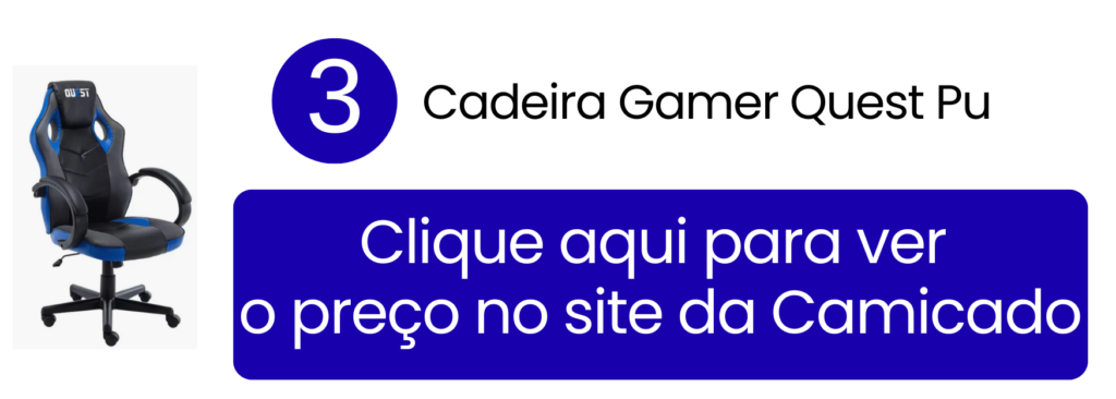 Acabamento em couro PU de fácil higienização ideal para compor o primeiro setup gamer na Camicado.