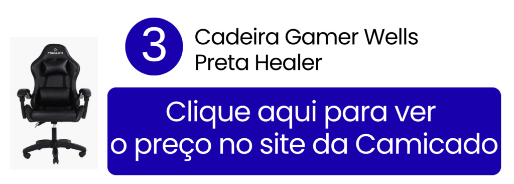 Organização uniforme em espaços compartilhados usando a cadeira gamer Healer preta na Camicado.