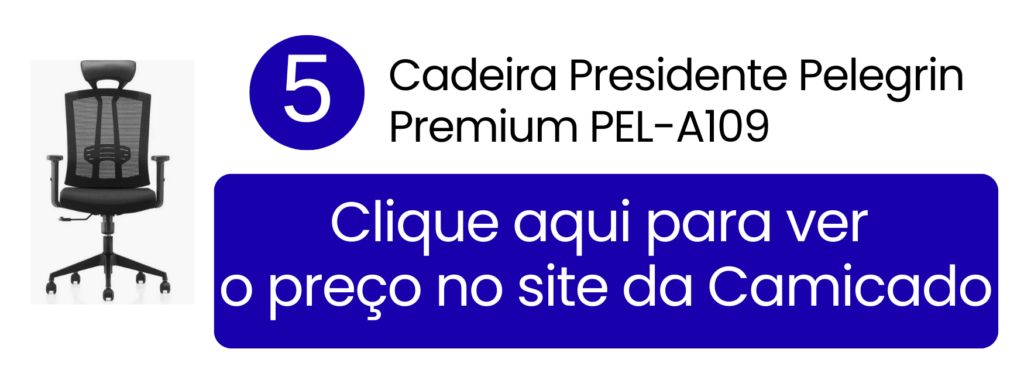 Cadeira Pelegrin Premium PEL-A109 preta com encosto respirável em mesh na Camicado.