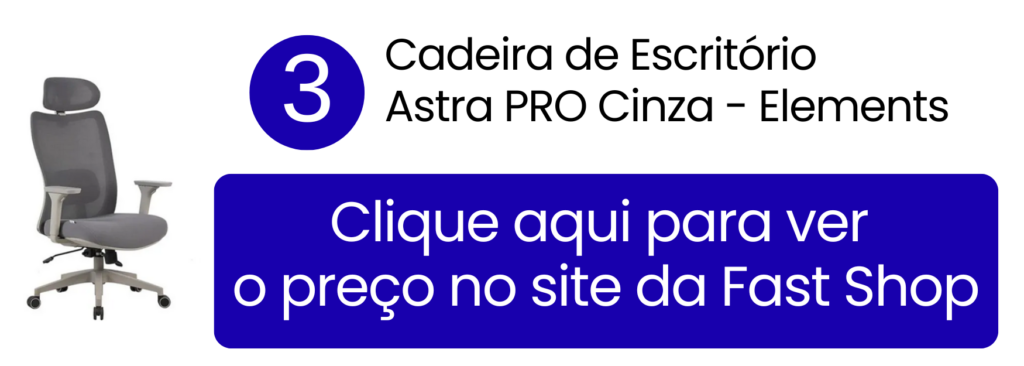 Cadeira Astra PRO cinza Elements que reclina na Fast Shop.
