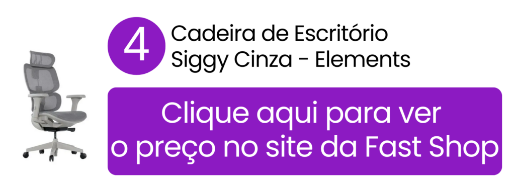Cadeira ergonômica Siggy cinza para ambientes de home office compactos na Fast Shop.