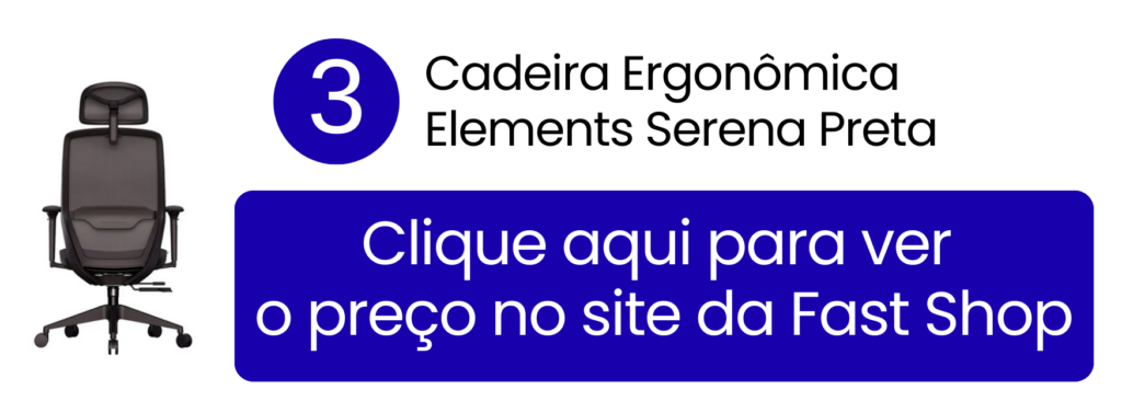 Cadeira ergonômica Elements Serena preta com apoio lombar regulável na Fast Shop.