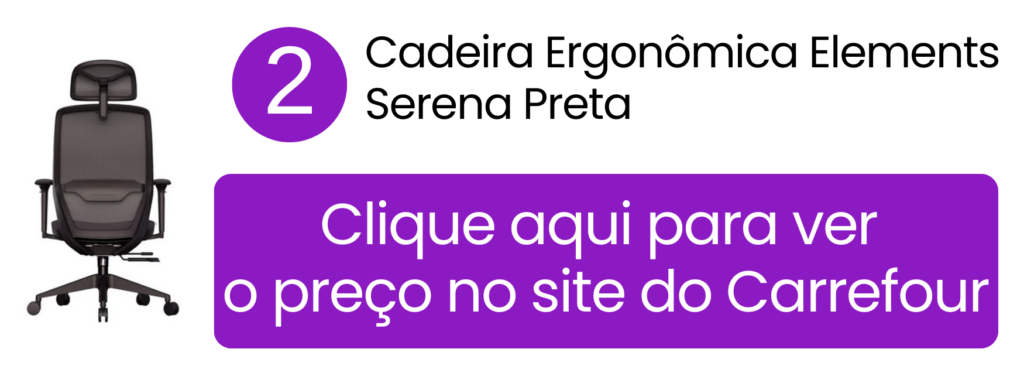  Cadeira de trabalho Elements Serena preta com assento D35 à venda no Carrefour.
