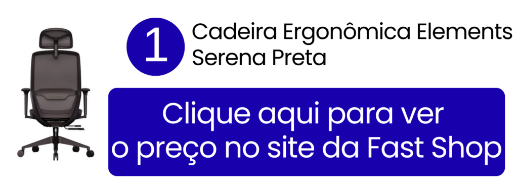 Cadeira ergonômica Elements Serena preta com apoio lombar regulável à venda na Fast Shop.