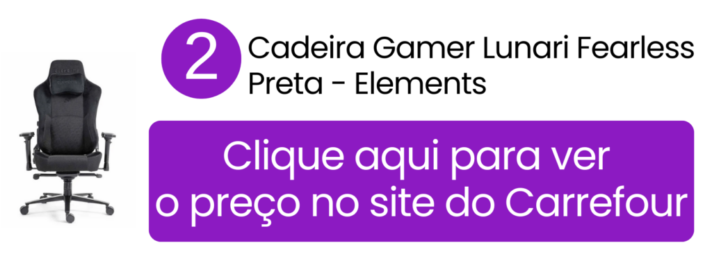 Conjunto discreto de cadeira gamer Elements Lunari Fearless preta no Carrefour.
