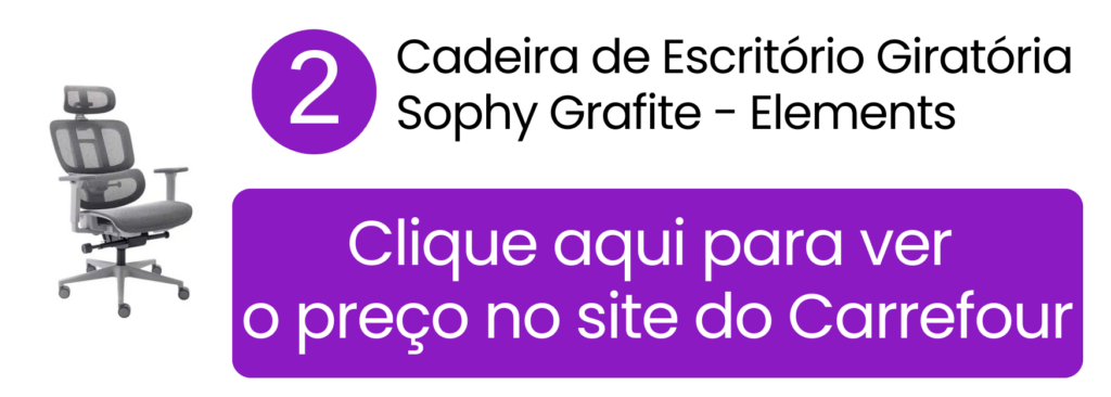 Modelo ergonômico de cadeira giratória Sophy grafite Elements com ajuste lombar à venda no Carrefour.