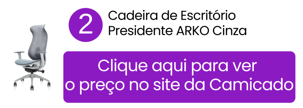Cadeira presidente ergonômica ARKO cinza para estudos e home office na Camicado.