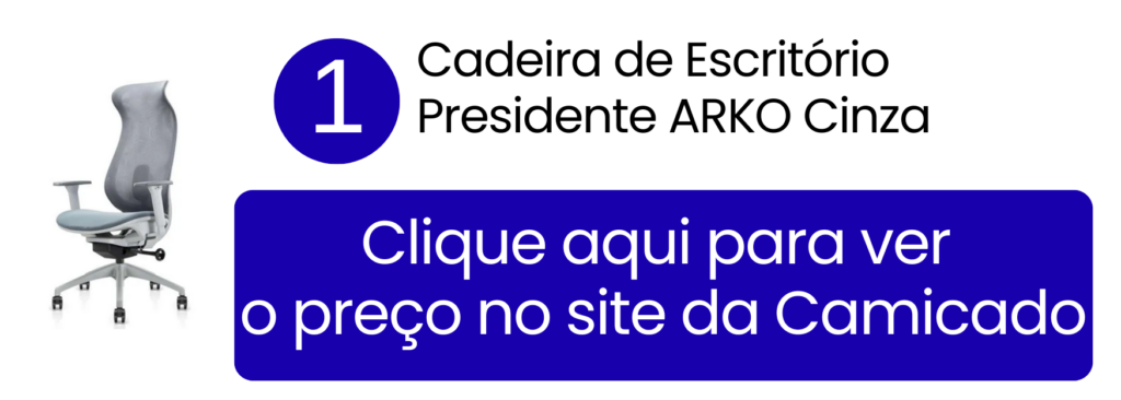 Modelo presidente ergonômico ARKO cinza para home office na Camicado.