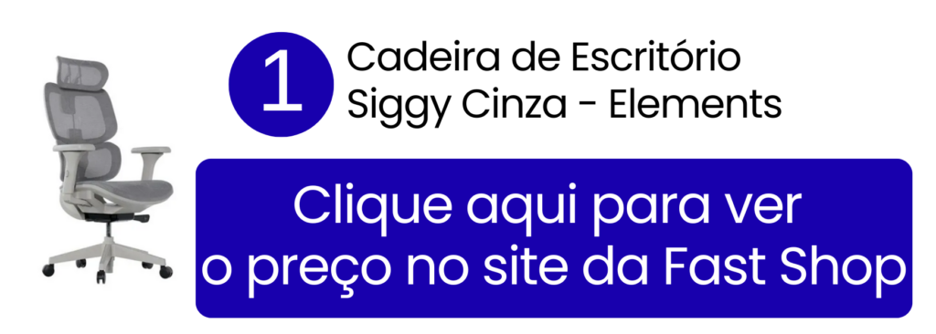 Cadeira de escritório Siggy cinza Elements com visual discreto para home office à venda na Fast Shop.