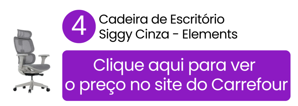 Modelo de cadeira para home office Siggy cinza Elements ergonômica no Carrefour.