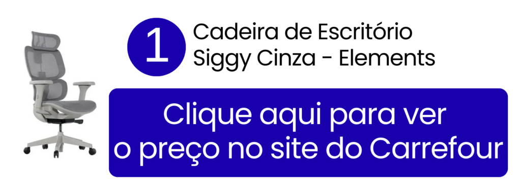 Modelo ergonômico Siggy cinza Elements para escritório e computador no Carrefour.