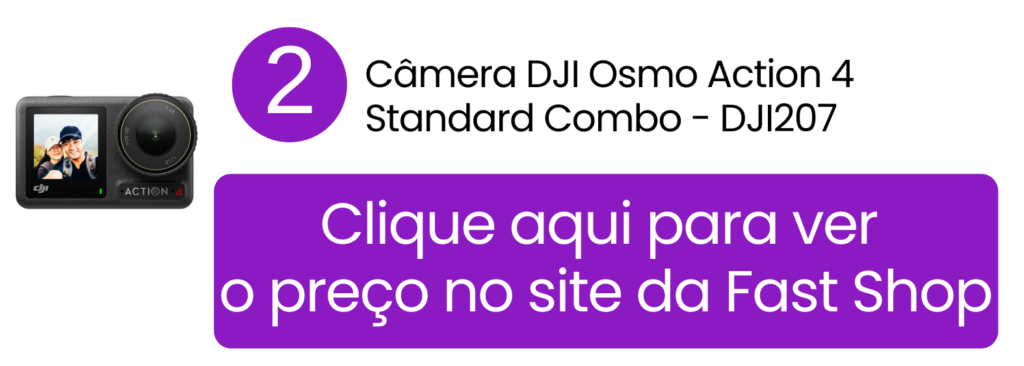 Imagem de destaque da câmera DJI Osmo Action 4 em configuração Standard, prática para iniciantes.