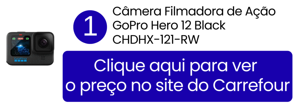 Imagem de destaque da tradicional GoPro Hero 12 Black, ideal para gravações em alta resolução.