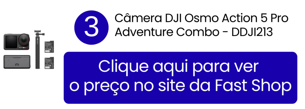 Invista em qualidade profissional comprando a DJI Osmo Action 5 Pro Adventure na Fast Shop.