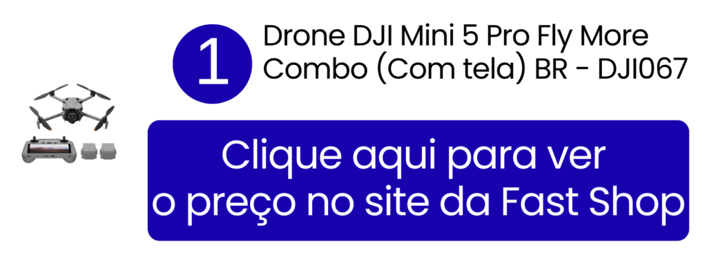 Invista na qualidade das suas imagens comprando o Drone DJI Mini 5 Pro Fly More Combo na Fast Shop.