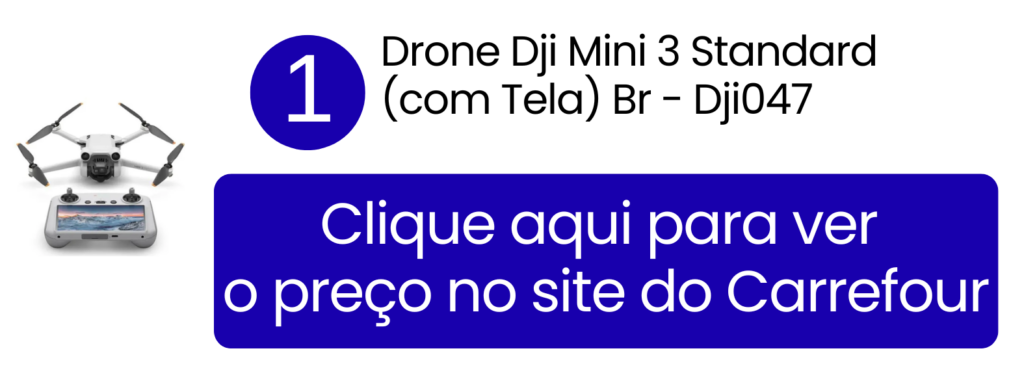 Adquira o prático drone DJI Mini 3 Standard com tela integrada diretamente pelo site do Carrefour.