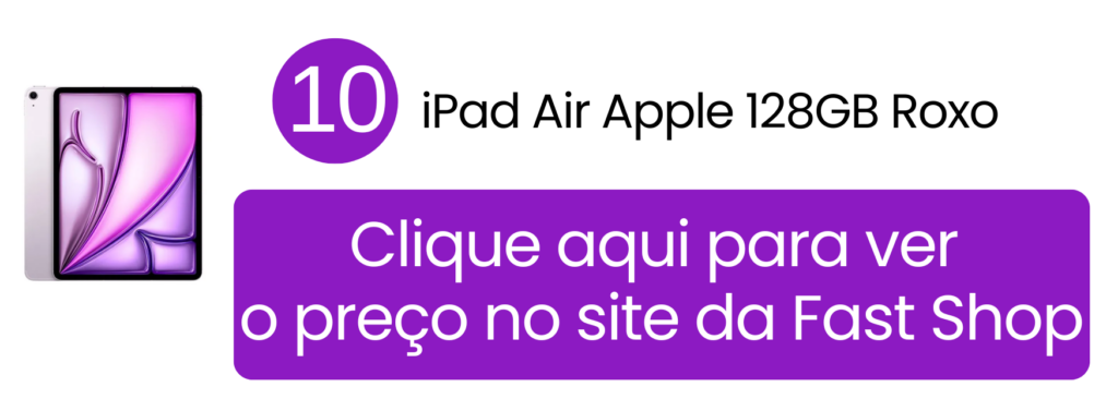 Amplo display do iPad Air 13 polegadas roxo facilitando o fluxo de trabalho profissional.