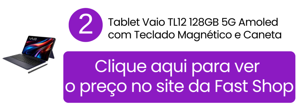Estação de trabalho móvel montada de forma prática com o tablet VAIO TL12 e seu teclado magnético.