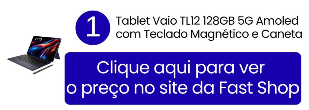 Tablet VAIO TL12 de 12.6 polegadas montado com teclado magnético como uma estação de trabalho portátil.